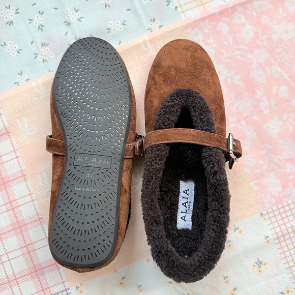 Alaia Biker Suede Mary Jane Flats In Brown - Picture 7 of 8